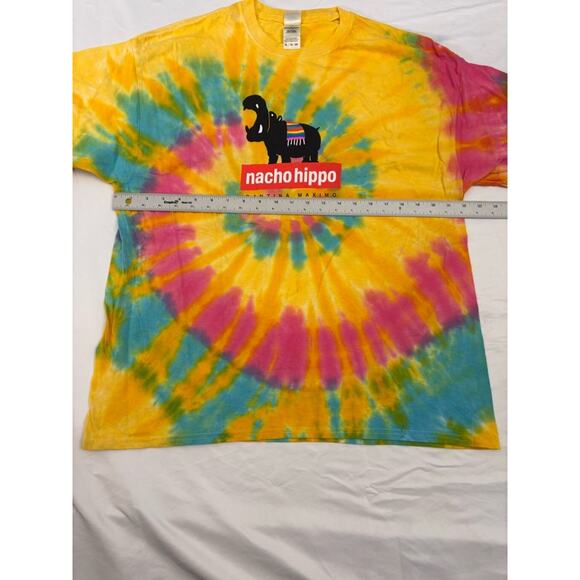Men's Colortone Hip HAPPENS T-shirt XL Yellow Multi-color Tie Dye - Picture 3 of 12